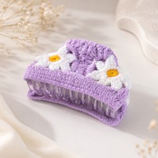 Kumru Studio Lila Papatya Örgü Mandal Saç Tokası