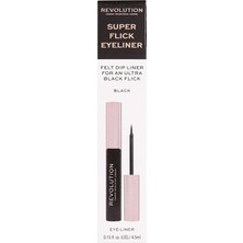 Revolution Super Flick Eyeliner, Felt Dip Liner, Siyah, 4.5ml