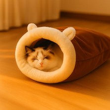 Kedi Mağarası 45×50 cm – Yumuşak Peluş Kedi Uyku Tüneli, Kapalı Güvenli Kedi Yatağı, Yıkanabilir, Sıcak Tünel Tasarım, Kediler Için Kışlık Mağara