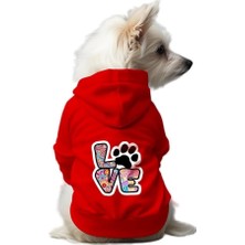 Kedi ve Köpek Kıyafeti & Elbisesi Kırmızı Hoodie Love L