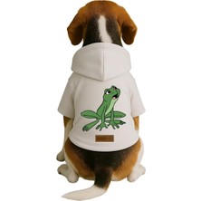 Baskılı Içi Polarlı Köpek ve Kedi Kıyafeti & Elbisesi - Beyaz Renk Kapüşonlu Hoodie BD9F7, Xl