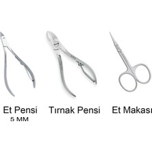 Fontenay Solingen Protez Tırnak & Manikür 3'lü Metal Set - Tırnak Pensi, Et Pensi 5mm, Et Makası