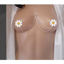 Gögüs Meme Ucu Zincir Vücut Aksesuarı Meme Ucu Piercing, Gri