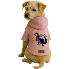 Baskılı Içi Polarlı Köpek ve Kedi Kıyafeti & Elbisesi - Pembe Renk Kapüşonlu Hoodie BA634 L