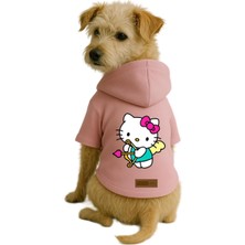 Baskılı Içi Polarlı Köpek ve Kedi Kıyafeti & Elbisesi - Pembe Renk Kapüşonlu Hoodie B8228 M