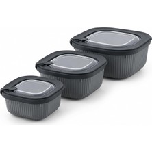 Vakumlu Silikon Kapaklı Plastik Saklama Kabı, 3.5 Litre, Mikrodalga ve Derin Dondurucu Için, Gıda Depolama Kutusu, Mutfak Düzenleyici Organizer, Bpa Içermez (600/1100/1800 Ml) (Antrasit, Kare)