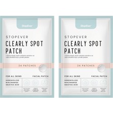 Stopever Clearly Spot Patch, Sivilce Karşıtı Şeffaf Plaster 2'li Paket | Ultra Ince, Hidrokolloid + Niacinamide + Salicylic Asit Içerikli Akne Karşıtı Yüz Bandı | 48 Adet (2 x 24)