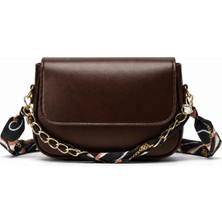 Kumru Studio Celeste Bag Acı Kahve Fular ve Zincir Detaylı Kadın Omuz Çantası
