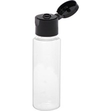 Makrobay 100 Adet - 30ML Boş Şeffaf Pet Şişe, Açmalı Kapaklı Plastik Şişe - Siyah Kapak