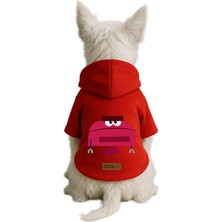 Monopetz Baskılı Içi Polarlı Köpek ve Kedi Kıyafeti & Elbisesi - Kırmızı Renk Kapüşonlu Hoodie B7CCB, 6xl