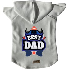 Kapişonlu Polar Sweatshirt Köpek ve Kedi Kıyafeti & Elbisesi - Beyaz Best Dad Xl Beden