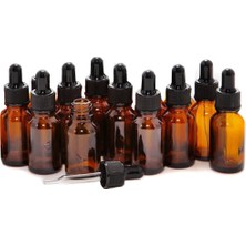 Ericotry 12 Adet Boş Doldurulabilir 5 ml Kehribar Renkli Cam Pipet, Uçucu Yağlar, Aroma Terapisi, Kozmetik, Cam Göz Damlalığı ve Siyah Kapaklı Elite Sıvı Kabı