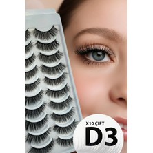 Ruby Face Doğal Görünümlü Ipek Bütün 10LU Takma Kirpik Seti- 10 Çift Gerçek Takma Kirpik- Model: D3