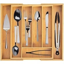 Bambu Ayarlanabilir Çekmece Içi Ölçü Ayarlı Kaşıklık 5-7 Bölmeli