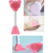 Ayıcık Fonksiyonel Cilt Bakım Fırçası ve Maske Spatulası Yüz Temizleme Masaj Fırçası