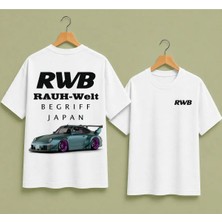 Vodexa Ünisex Oversize T-Shirt Rwb Baskılı %100 Pamuk Tişört Rahat Kalıp