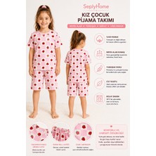 Seply Home Kız Çocuk %100 Pamuk Çilek Modeli Kısa Kollu Şortlu Pijama Takımı