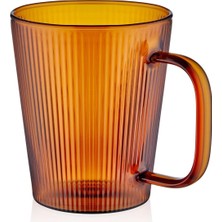 The Mia Striped Borosilikat Cam Kupa Amber 400 ml