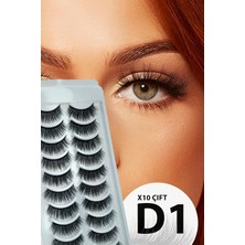 Ruby Face Doğal Görünümlü Ipek Bütün 10LU Takma Kirpik Seti- 10 Çift Gerçek Takma Kirpik- Model: D1