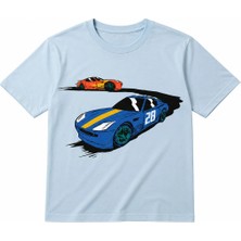 Vodexa Ünisex Oversize T-Shirt Yarış Yolu Baskılı %100 Pamuk Tişört Rahat Kalıp