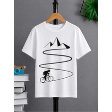 Vodexa Ünisex Oversize T-Shirt Dag Yolu Baskılı %100 Pamuk Tişört Rahat Kalıp