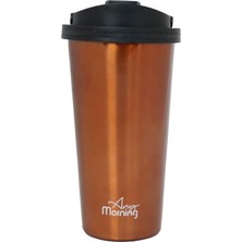 Any Morning 500 ml Paslanmaz Çelik Termos Mug, Çift Katmanlı, Sızdırmaz Kapak, Bakır Rengi SI231902
