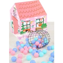 Moontime Alaçatı Çocuk Oyun Evi Çadır Benim Çiftliğim Oyun Çadır 100 Top Pastel Renkli