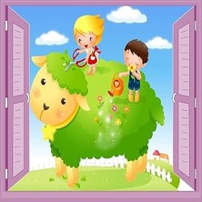 Çocuk Odası Bebek Odası Pencere Poster Duvar Kağıdı Koyun
