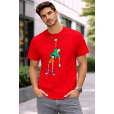 Vodexa Erkek Oversize T-Shirt Sallanan Adam Baskılı %100 Pamuk Tişört Rahat Kalıp