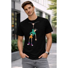 Vodexa Erkek Oversize T-Shirt Sallanan Adam Baskılı %100 Pamuk Tişört Rahat Kalıp