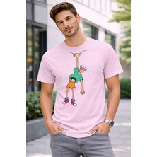 Vodexa Erkek Oversize T-Shirt Sallanan Adam Baskılı %100 Pamuk Tişört Rahat Kalıp