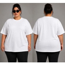Vodexa Ünisex Oversize T-Shirt Sade Baskılı %100 Pamuk Tişört Büyük Beden Rahat Kalıp