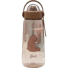 Mınıso We Bare Bears Lisanslı Figürlü Plastik Şişe (600ML) - Boz Ayı