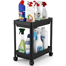 Orret Home 2 Katlı Tekerlekli Tezgah Altı Raf Organizer Düzenleyici Raf Ünitesi, Evye Altı Dolap Içi Düzenleyici, Mutfak Banyo Deterjanlık Şampuanlık Sebzelik,taşınabilir Saklama Rafı (Siyah)