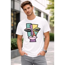 Vodexa Ünisex Oversize T-Shirt Boyalı Yüz Baskılı %100 Pamuk Tişört Rahat Kalıp
