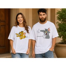 Vodexa Ünisex Oversize T-Shirt Tom Baskılı %100 Pamuk Tişört Rahat Kalıp