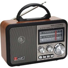 Egecen Buffer® Orta Boy Retro, Nostaljik, Ahşap Tasarım Bluetooth Hoparlörlü, Şarjlı, Taşınabilir Fm/am Destekli Radyo NS-8897