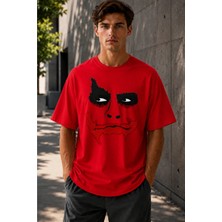 Vodexa Ünisex Oversize T-Shirt Kırmızı Dudak Baskılı %100 Pamuk Tişört Rahat Kalıp