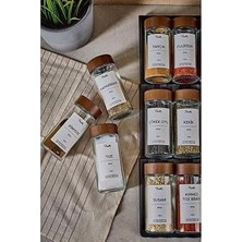 Perotti Raul Woody 12'li Minimal Akasya Kapak Baharatlık Seti 120ML-30 Ad. Siyah-Beyaz Etiket Hediyeli