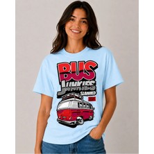 Vodexa Ünisex Oversize T-Shirt Bus Baskılı %100 Pamuk Tişört Rahat Kalıp
