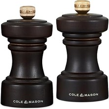 Cole & Mason H233056 Hoxton Çikolata Ahşap Tuz ve Karabiber Değirmeni Seti, Hassas + Karbon/seramik Mekanizmaları, Ayarlanabilir Öğütmeli Tuz ve Karabiber Değirmenleri, Kayın Ağacı, 104 Mm, Hediye