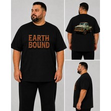 Vodexa Erkek Oversize T-Shirt Bound Baskılı Pamuk Büyük Beden Tişört Rahat Kalıp