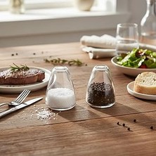 Deconox 2'li Şeffaf Cam Tuzluk ve Biberlik Seti - Klasik ve Modern Tasarımlı Alttan Dolumlu Baharatlık (4x6 Cm)