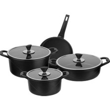 Derya Home Aryıldız Parma Cast Alu Tencere Set Black 7 Parça