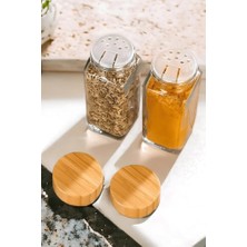 Bambu Kapaklı 12 Adet Cam Baharatlık Seti 120 ml