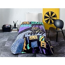Taç Star Wars Cosmic Çizgi Film Karakteri Pamuk-Polyester Karışım Battaniye, Siyah, Mor, Turkuaz, Tek Kişilik