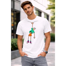 Vodexa Erkek Oversize T-Shirt Sallanan Adam Baskılı %100 Pamuk Tişört Rahat Kalıp