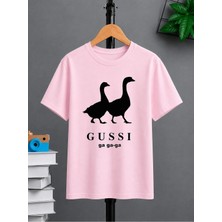 Vodexa Ünisex Oversize T-Shirt Gussı Baskılı %100 Pamuk Tişört Rahat Kalıp