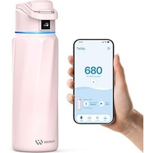 Boost Akıllı Su Şişesi, Su Içmeyi Hatırlatan, Çift Duvarlı Vakum Yalıtımlı Su Şişesi Paslanmaz Çelik, Geniş Ağızlı 32 Oz Sızdırmaz Kilitli Kapaklı Su Şişeleri, Su Izleyici, Pembe