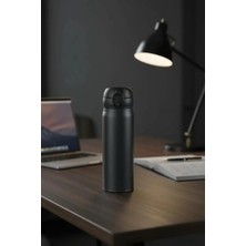 Miniso Lisanslı Klasik Serisi Flip Top Yalıtımlı Termos 450 ml Çift Katmanlı Çelik Siyah, 2019306310100